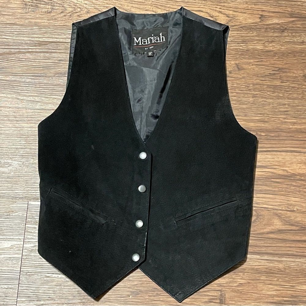 Vintage 90’s Mariah Leather Vest Black Size Small